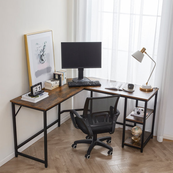 DormCo Suprima® Modern Darkwood Corner Desk with Shelves Wayfair
